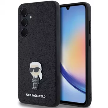 Karl Lagerfeld KLHCSA35GKNPSK A35 A356 fekete kemény tok Fixed Glitter Ikonik Logo fém pin Samsung Galaxy A35 5G-höz