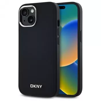 DKNY DKHMP15MPSCMCLK kemény tok Apple iPhone 15 Plus 6,7 inch fekete Plain Logo MagSafe