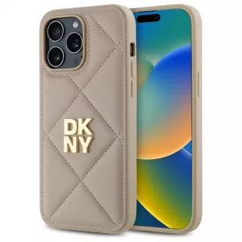 DKNY DKHCP14LPQDSLE Quilted Stack Logo hátlap iPhone 14 Pro 6,1 inch - bézs