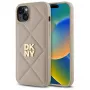 DKNY DKHCP15MPQDSLE Quilted Stack Logo hátlap iPhone 15 Plus - bézs