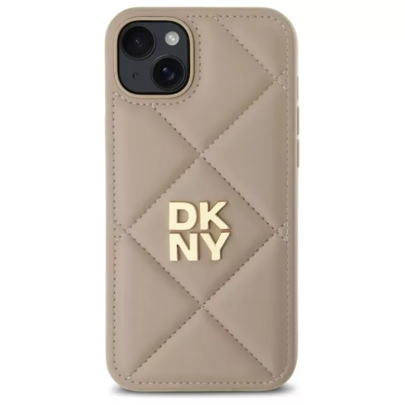 DKNY DKHCP15MPQDSLE Quilted Stack Logo hátlap iPhone 15 Plus - bézs