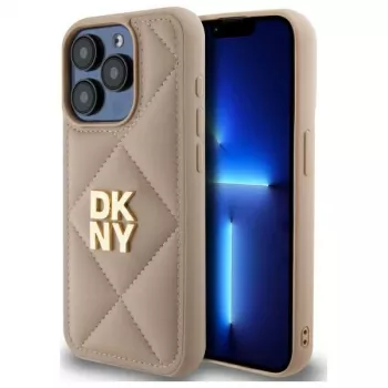 DKNY DKHCP15LPQDSLE Quilted Stack Logo tok iPhone 15 Pro 6,1 bézs