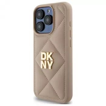 DKNY DKHCP15LPQDSLE Quilted Stack Logo tok iPhone 15 Pro 6,1 bézs
