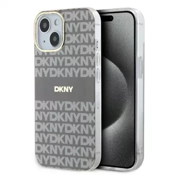DKNY DKHMP15SHRHSEE kemény tok Apple iPhone 15 / 14 / 13 6,1 inch bézs IML Mono & Stripe MagSafe