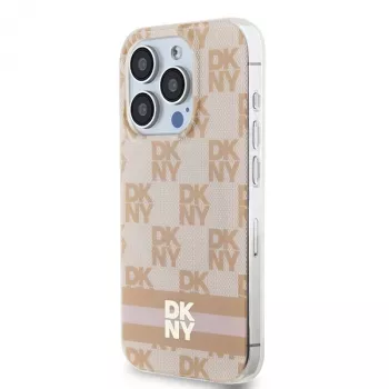 DKNY DKHMP15XHCPTSP kemény tok Apple iPhone 15 Pro Max rózsaszín Checkered Mono Pattern & Printed Stripes MagSafe-kompatibilis