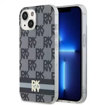 DKNY DKHMP15MHCPTSK kemény tok iPhone 15 Plus / 14 Plus 6,7 inch fekete kockás mono minta és nyomtatott csíkok MagSafe