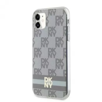 DKNY DKHMN61HCPTSE kemény tok Apple iPhone 11 / XR 6,1 inch - bézs kockás mono minta és nyomtatott csíkok MagSafe