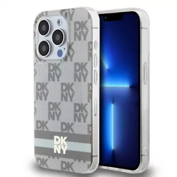DKNY DKHMP15XHCPTSE kemény tok Apple iPhone 15 Pro Max 6,7 inch bézs Checkered Mono Pattern & Printed Stripes MagSafe
