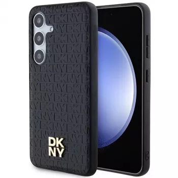 DKNY DKHMS24SPSHRPSK kemény tok bőrhatású fém logóval MagSafe Samsung Galaxy S24 fekete