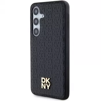 DKNY DKHMS24SPSHRPSK kemény tok bőrhatású fém logóval MagSafe Samsung Galaxy S24 fekete