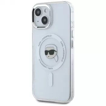 KARL LAGERFELD IML Metal Karl Head MagSafe tok Apple iPhone 15 készülékhez - fehér