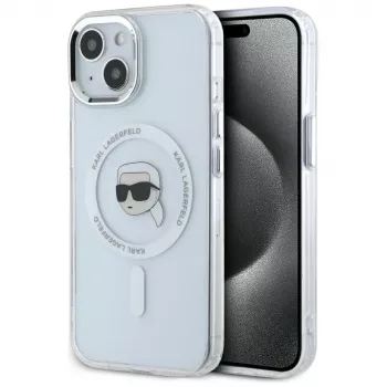 KARL LAGERFELD IML Metal Karl Head MagSafe tok Apple iPhone 15 Plus fehér
