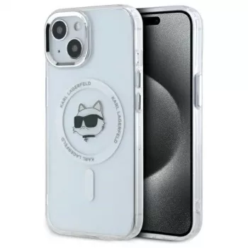 Karl Lagerfeld KLHMP15MHLSCHH kemény tok Apple iPhone 15 Plus 6,7 inch fehér IML Metal Choupette Head MagSafe