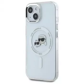 Karl Lagerfeld KLHMP14SHLSKCH kemény tok Apple iPhone 14 6,1 inch fehér IML fém Karl & Choupette Head MagSafe