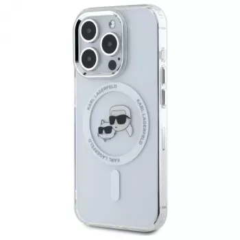 Karl Lagerfeld KLHMP15LHLSKCH iPhone 15 Pro 6,1 kemény tok IML Metal Karl & Choupette Head MagSafe fehér