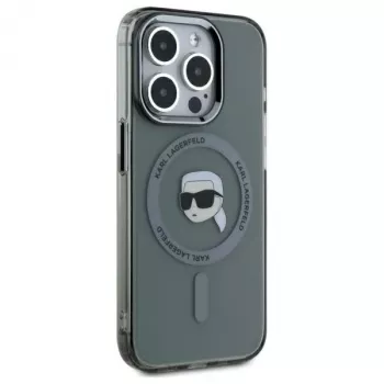 Karl Lagerfeld KLHMP15LHLSKIK kemény tok Apple iPhone 15 Pro 6,1 inch fekete IML Metal Karl Head MagSafe