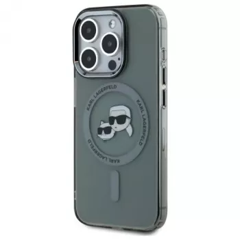 Karl Lagerfeld KLHMP15XHLSKCK iPhone 15 Pro Max 6,7 inch kemény tok IML Metal Karl & Choupette Head MagSafe fekete