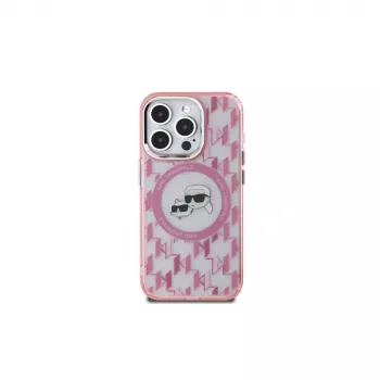 Karl Lagerfeld KLHMP15SHMCKMHP iPhone 15 6,1 inch rózsaszín IML Monogram Karl & Choupette Head MagSafe tok