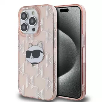 Karl Lagerfeld KLHCP14XHKLPCHP iPhone 14 Pro Max 6,7 inch rózsaszín kemény tok IML Choupette Head & Monogram