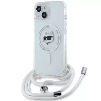 Karl Lagerfeld KLHMP15SHCCHNT iPhone 15 / 14 / 13 6,1 kemény tok átlátszó IML Choupette Head & Cord Magsafe