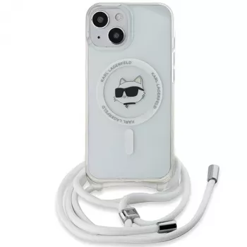 Karl Lagerfeld KLHMP15SHCCHNT iPhone 15 / 14 / 13 6,1 kemény tok átlátszó IML Choupette Head & Cord Magsafe