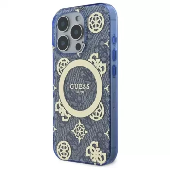 Guess GUHMP16XH4PYEEB iPhone 16 Pro Max 6,9 inch kék kemény tok IML Peony On 4G Background MagSafe