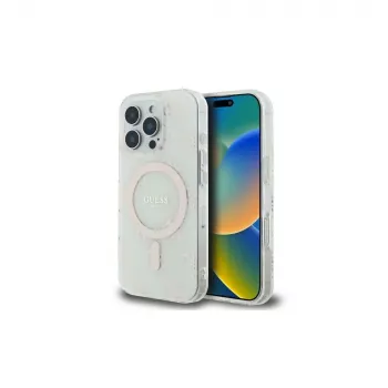 Guess GUHMP16LH4DTEH iPhone 16 Pro 6,3 inch fehér kemény tok IML 4G Background MagSafe
