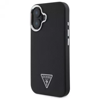 Guess Grained Triangle MagSafe kemény tok Apple iPhone 16 Plus-hoz - fekete