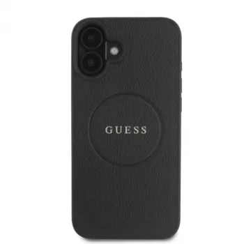 Guess GUHMP16SPGHSMMK Grained Gold Ring MagSafe kemény tok Apple iPhone 16 6,1 hüvelykhez, fekete