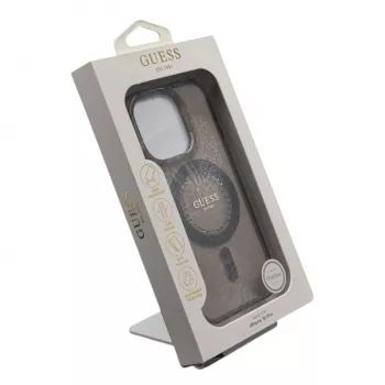 Guess GUHMP16LPFTDTEK kemény tok Apple iPhone 16 Pro 6,3 hüvelykhez, fekete, IML strasszkövek, MagSafe