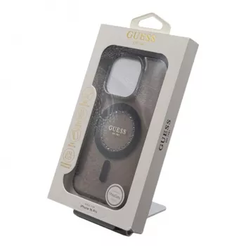 Guess GUHMP16LPFTDTEK kemény tok Apple iPhone 16 Pro 6,3 hüvelykhez, fekete, IML strasszkövek, MagSafe