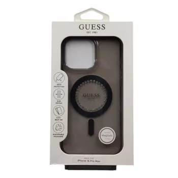 Guess IML Rhinestones MagSafe tok iPhone 16 Pro Max-hoz (fekete)