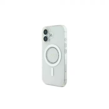 Guess GUHMP16MPFTDTEH kemény tok IML Rhinestones MagSafe Apple iPhone 16 Plus 6,7 hüvelykhez, fehér