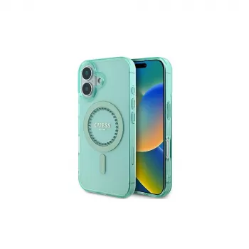 Guess IML Rhinestones MagSafe tok iPhone 16 Plus-hoz (zöld)
