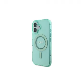 Guess IML Rhinestones MagSafe tok iPhone 16 Plus-hoz (zöld)