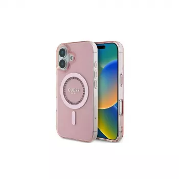 Guess IML Rhinestones MagSafe tok iPhone 16-hoz (rózsaszín)