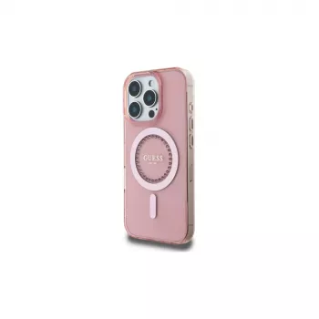Guess GUHMP16LPFTDTEP kemény tok IML Rhinestones MagSafe iPhone 16 Pro 6,3 rózsaszín