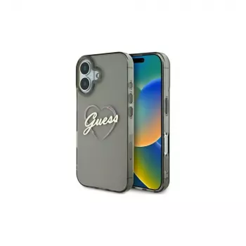 Guess GUHCP16MHCHGSPK kemény tok iPhone 16 Plus 6,7 hüvelykhez, fekete Heart IML