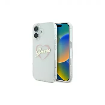 Guess GUHCP16SHCHGSPT kemény tok Apple iPhone 16 6,1 hüvelykhez, átlátszó IML Heart