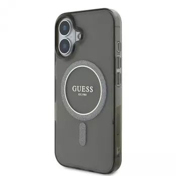 Guess GUHMP16MHFGEREK iPhone 16 Plus 6,7 fekete kemény tok IML Glitter Circle MagSafe