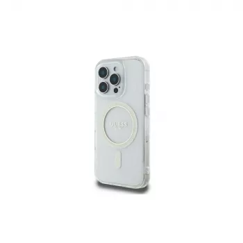 Guess GUHMP16LHFGERET iPhone 16 Pro 6,3 inch átlátszó kemény tok IML Glitter Circle MagSafe