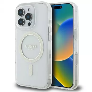 Guess Glitter Circle MagSafe merev tok Apple iPhone 16 Pro Max (6,9 inch) készülékhez – átlátszó