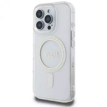 Guess Glitter Circle MagSafe merev tok Apple iPhone 16 Pro Max (6,9 inch) készülékhez – átlátszó