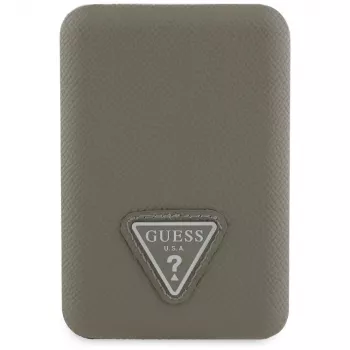 GUESS Grained Triangle vezeték nélküli power bank 5000mAh 15W USB-C MagSafe barna