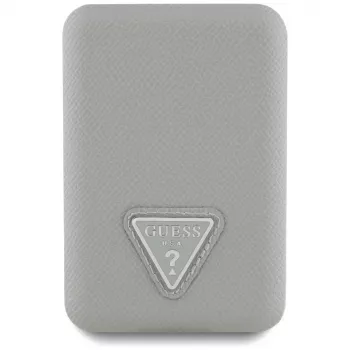 GUESS Grained Triangle vezeték nélküli power bank 5000mAh 15W USB-C MagSafe bézs