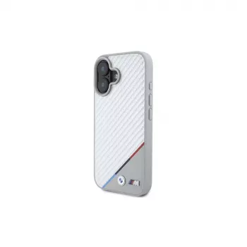 BMW M Carbon Tricolor Line merev tok iPhone 16 6,1 inch – szürke MagSafe