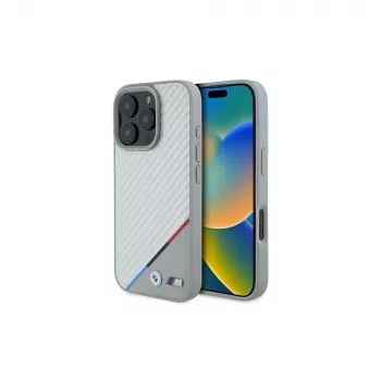 BMW M Carbon Tricolor Line merev tok iPhone 16 Pro 6,3 inch szürke MagSafe
