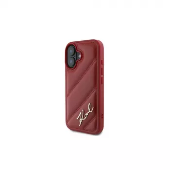 Karl Lagerfeld Quilted Signature tok iPhone 16, piros