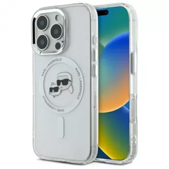 Karl Lagerfeld KLHMP16LHLSKCH merev tok IML Metal Karl & Choupette Head MagSafe Apple iPhone 16 Pro, fehér