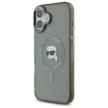 Karl Lagerfeld KLHMP16SHLSKIK merev tok IML Metal Karl Head MagSafe Apple iPhone 16 6,1 inch, fekete